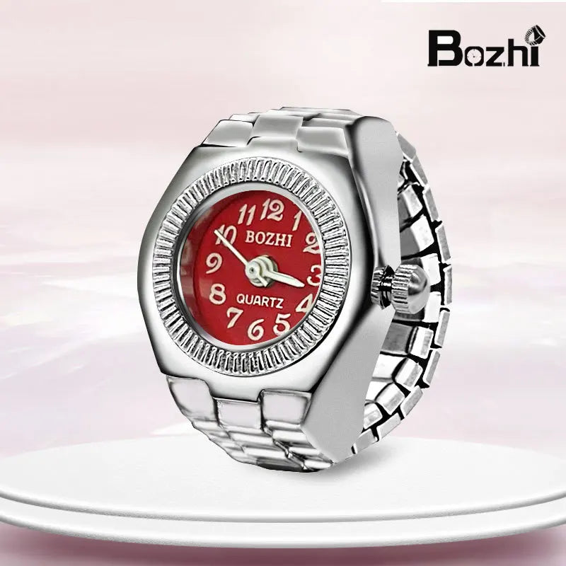 Y2K Punk Quartz Watch Rings for Couple Women Man Hip Hop Mini Elastic Stretchy Watch Finger Ring Retro Fashion Jewelry Gift