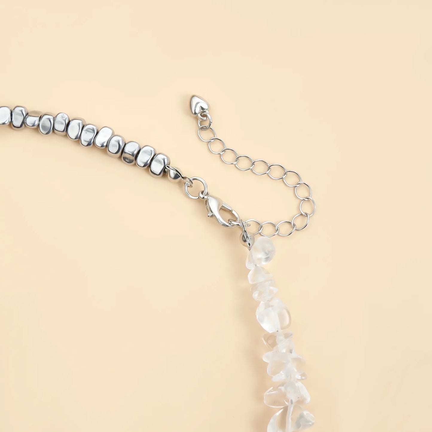 Y2K Irregular Stone Necklace For Women Beads Chain Heart Pendant Elegant Tassels Fashion Women's Jewelry Gift