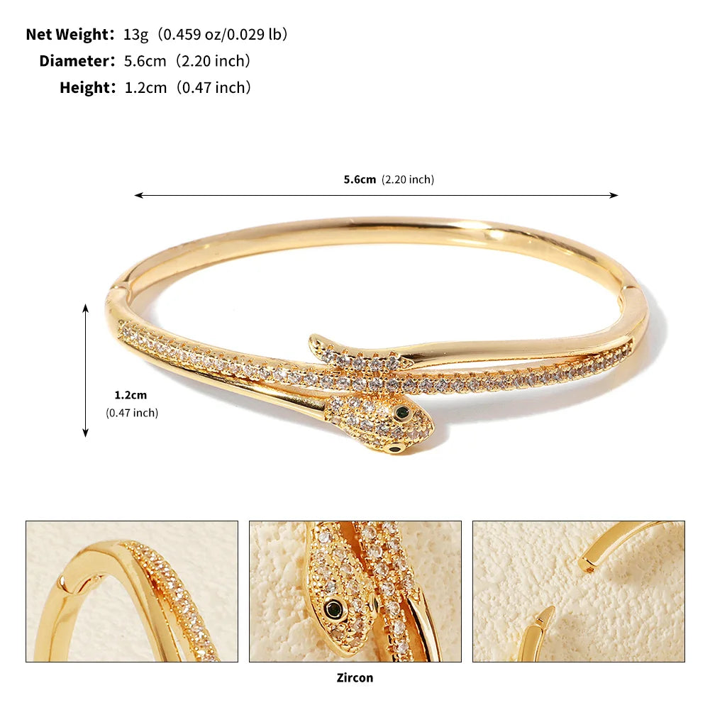 Trendy Stainless Steel Golden Snake Owl Zirconia Bracelet For Women Classic Animals Bangles Jewelry Accessories Summer As Gifts