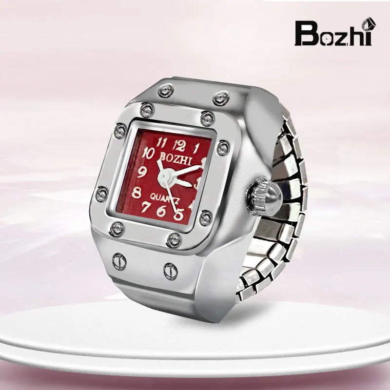 Y2K Punk Quartz Watch Rings for Couple Women Man Hip Hop Mini Elastic Stretchy Watch Finger Ring Retro Fashion Jewelry Gift