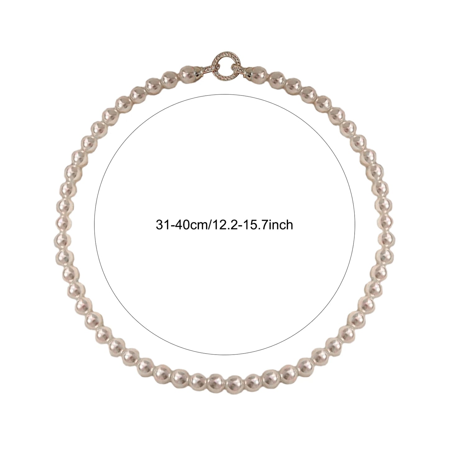 Elegant Pearl Necklace For Women Fashionable 8mm Bead String Clavicle Chain Light Luxury Dress Necklace Jewelry Neck Accessories