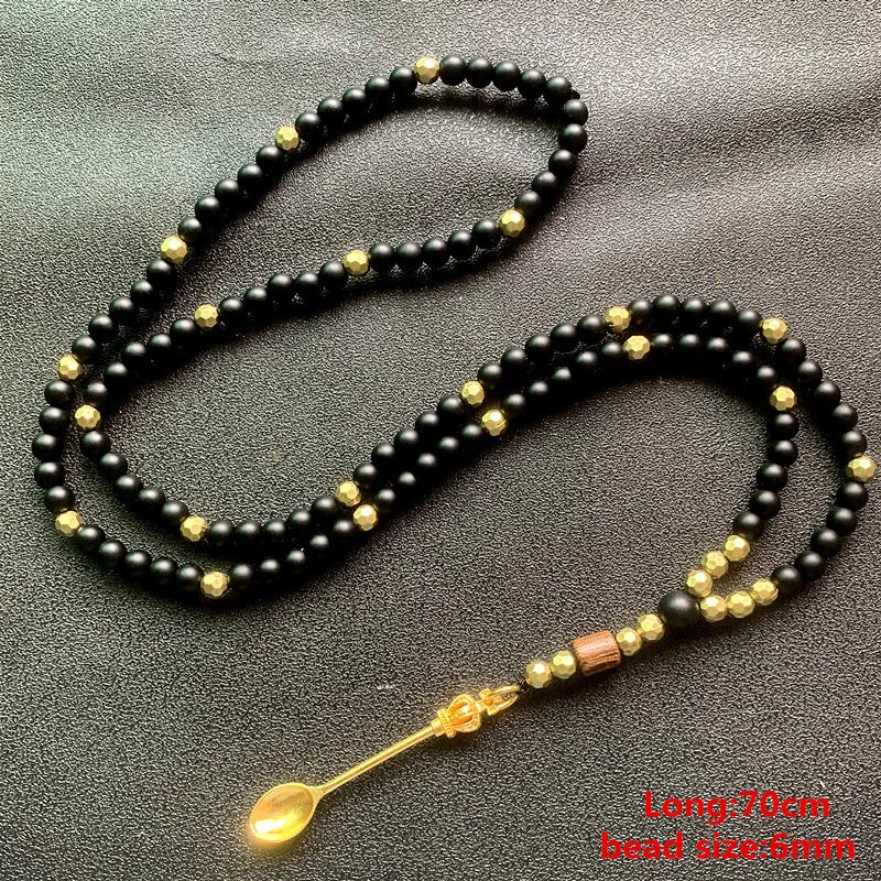 Natural Stone Beaded Necklace For Men Women Long Pendants Necklace Handmade Jewelry