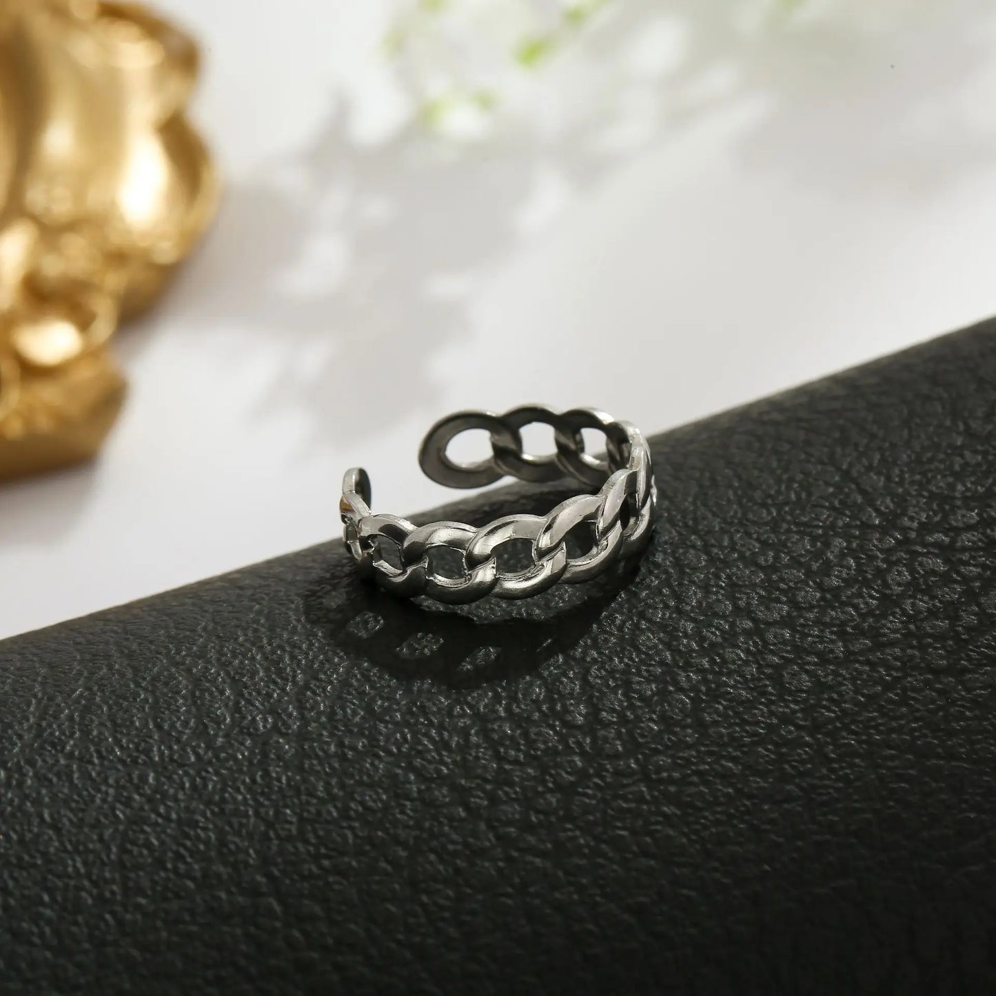 Hip Hop Rings For Women Man Punk Stainless Steel Adjustable Opening Personality Minimalist Finger Ring Party Fashion Jewelry