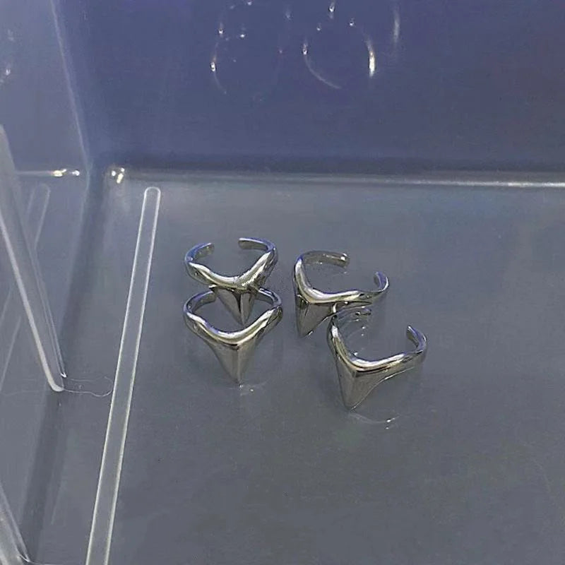 4 Pcs Y2k Metal Index Finger Rings Punk Hiphop Gothic Geometric Buckle Joint Tail Ring For Women Men Jewelry Gift