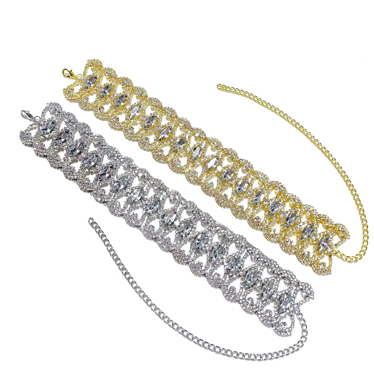 Fashionable luxury sparkling rhinestone necklace, European and American fashionable crystal collarbone chain, party jewelry