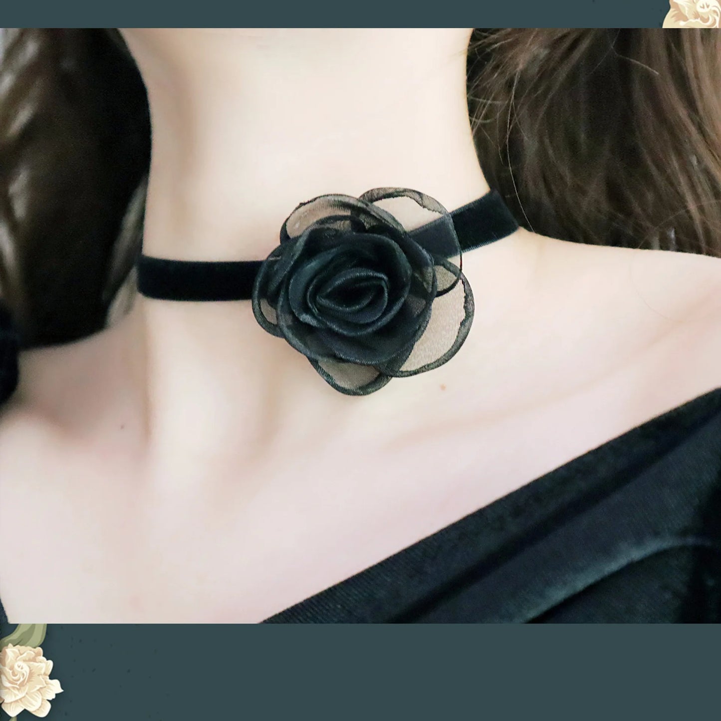 Fashion Choker Necklace For Women Sexy Black White Lace Stretch Strip Pendant Short Clavicle Gothic Necklace Aesthetic Jewelry