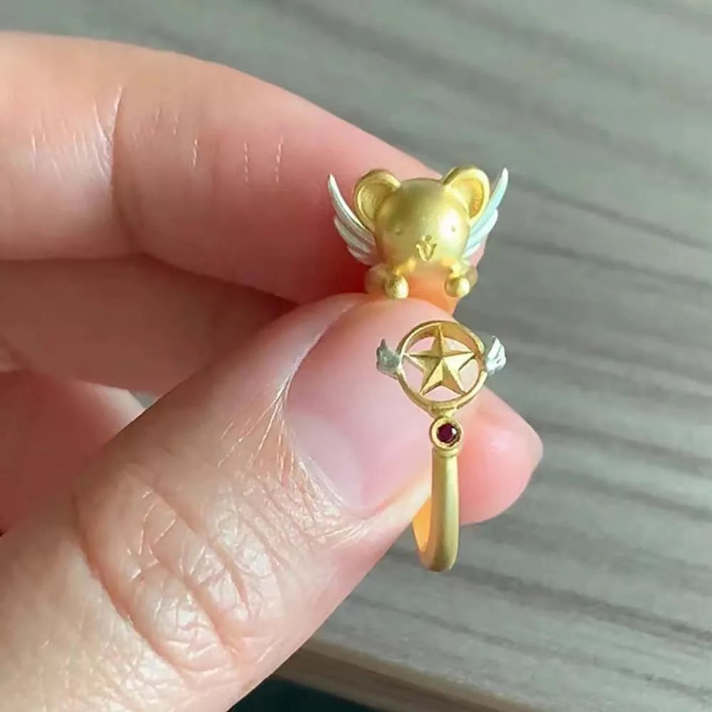 Cute Animal Themed Finger Rings Rhinestone Inlaid Cartoon CERBERUS Shape Opening Ring Jewelry Cosplay Props Gift For Friends