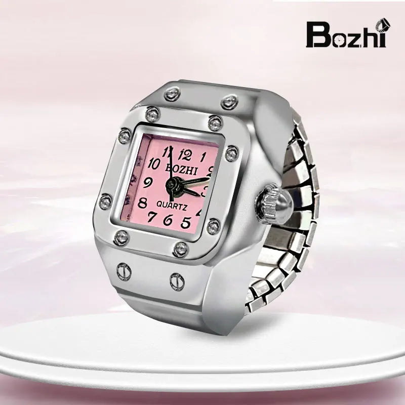 Y2K Punk Quartz Watch Rings for Couple Women Man Hip Hop Mini Elastic Stretchy Watch Finger Ring Retro Fashion Jewelry Gift