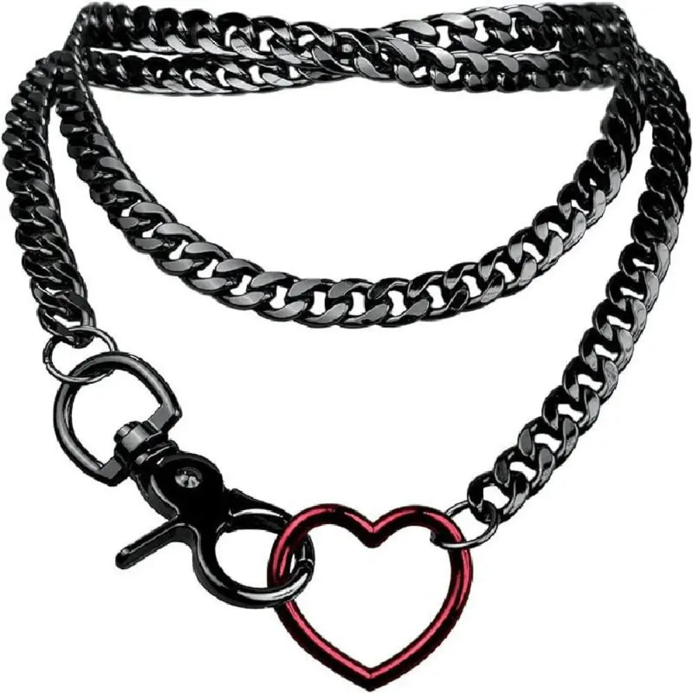 Heart Y-Necklace Link Chain Necklace No Fading Durable Choker with Tail Necklace Scratch Resistant Adjustable