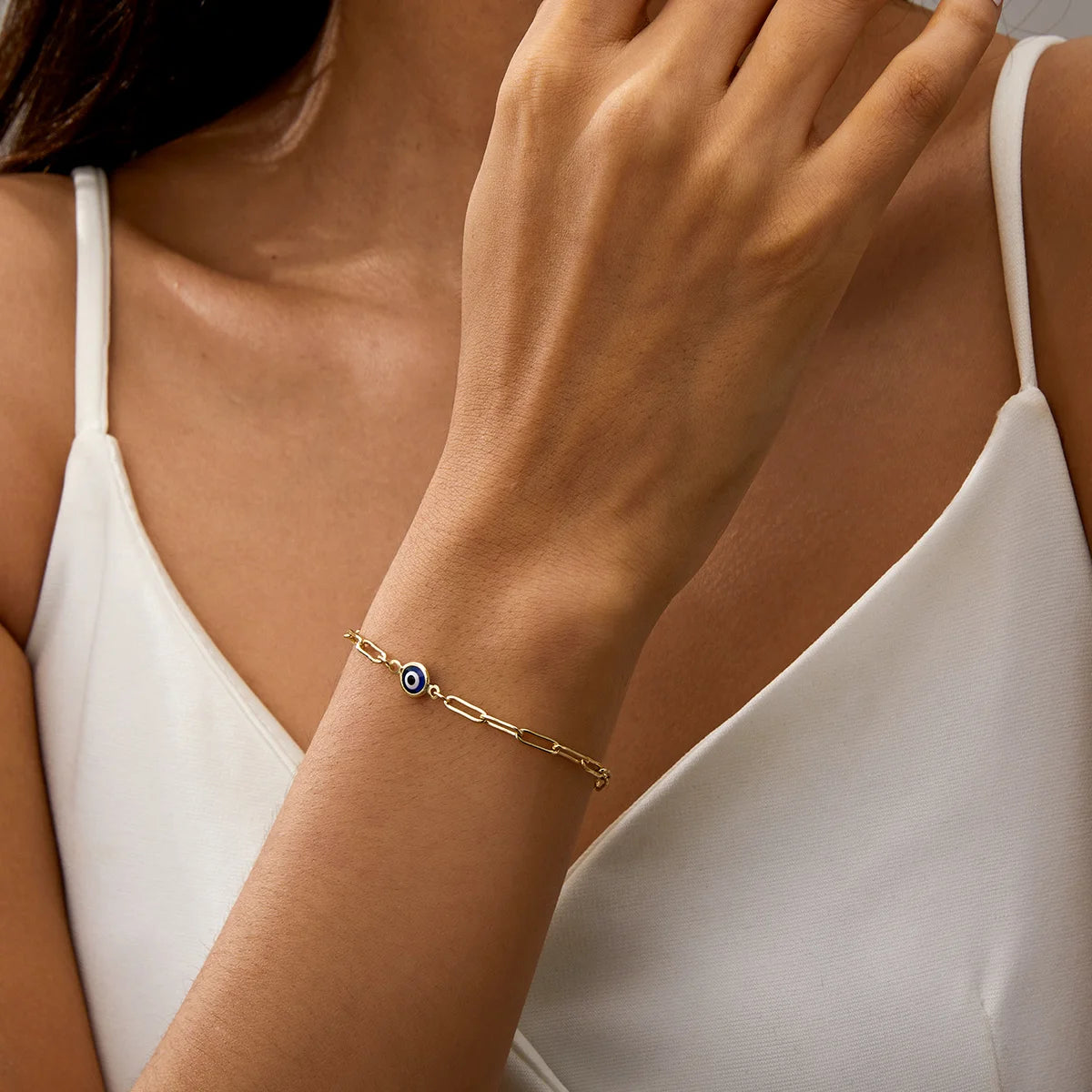 Fashion Turkish Evil Eye Gold Color Bracelet For Women Men Handmade Zircon Waist Chains Set Good Luck Party Jewelry Trendy Gift