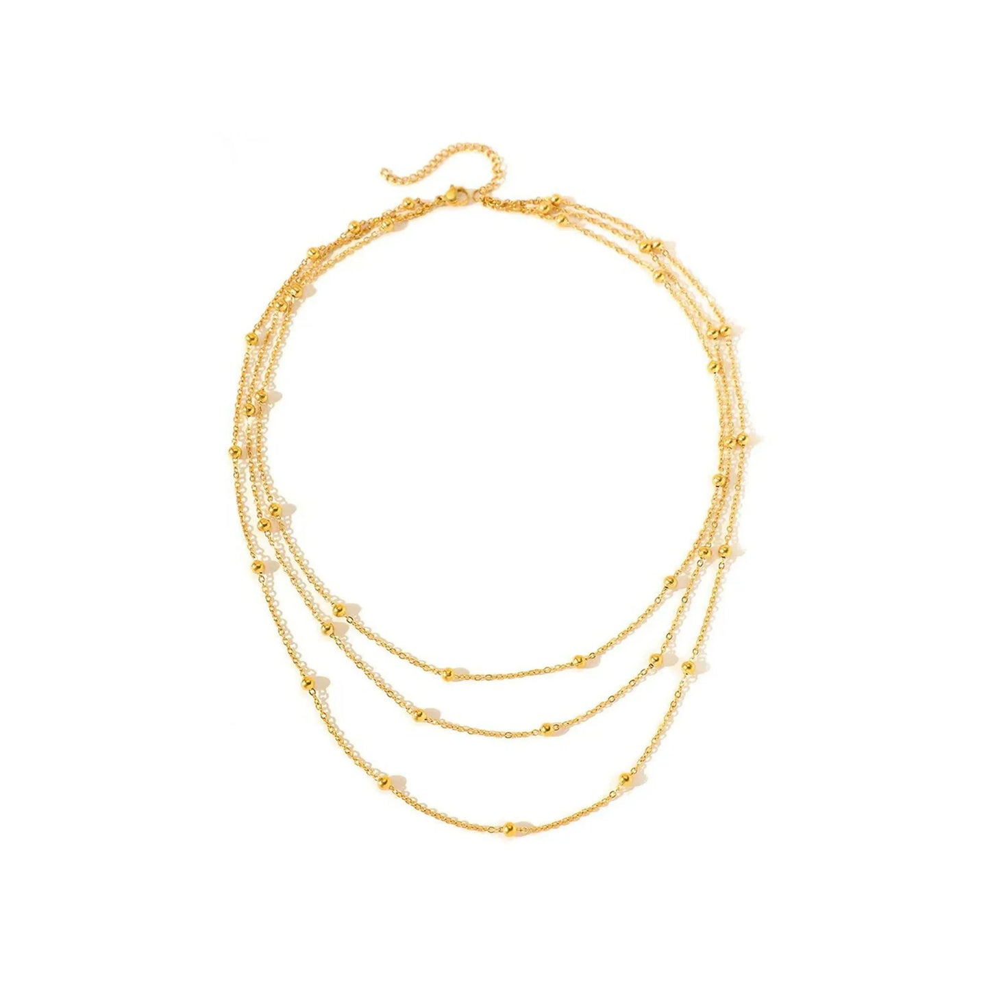 Stainless Steel Necklace New High-end Atmosphere Delicate Beads Multi-Layers Chain Bone Necklace For Women Jewelry Party Gifts