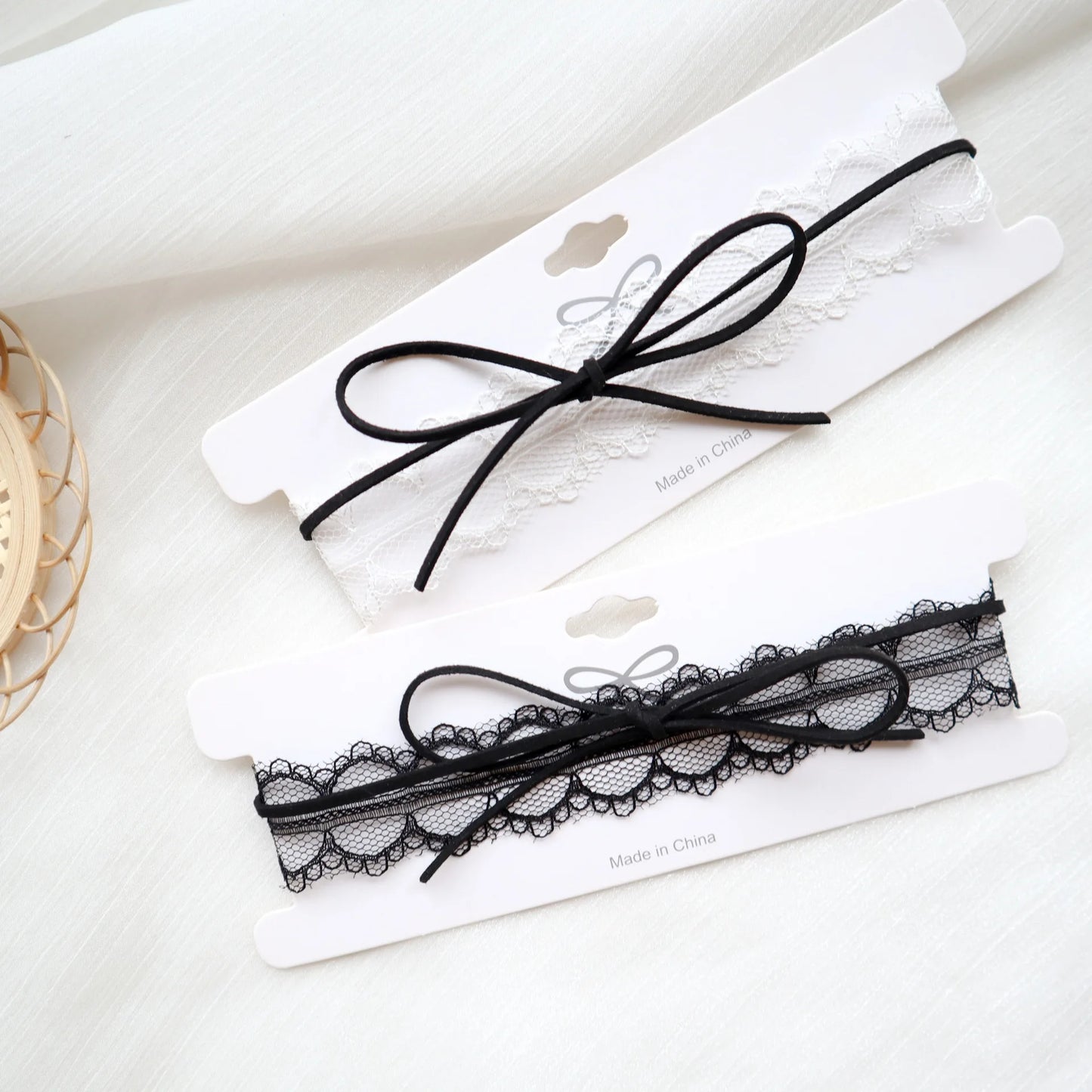 Fashion Choker Necklace For Women Sexy Black White Lace Stretch Strip Pendant Short Clavicle Gothic Necklace Aesthetic Jewelry