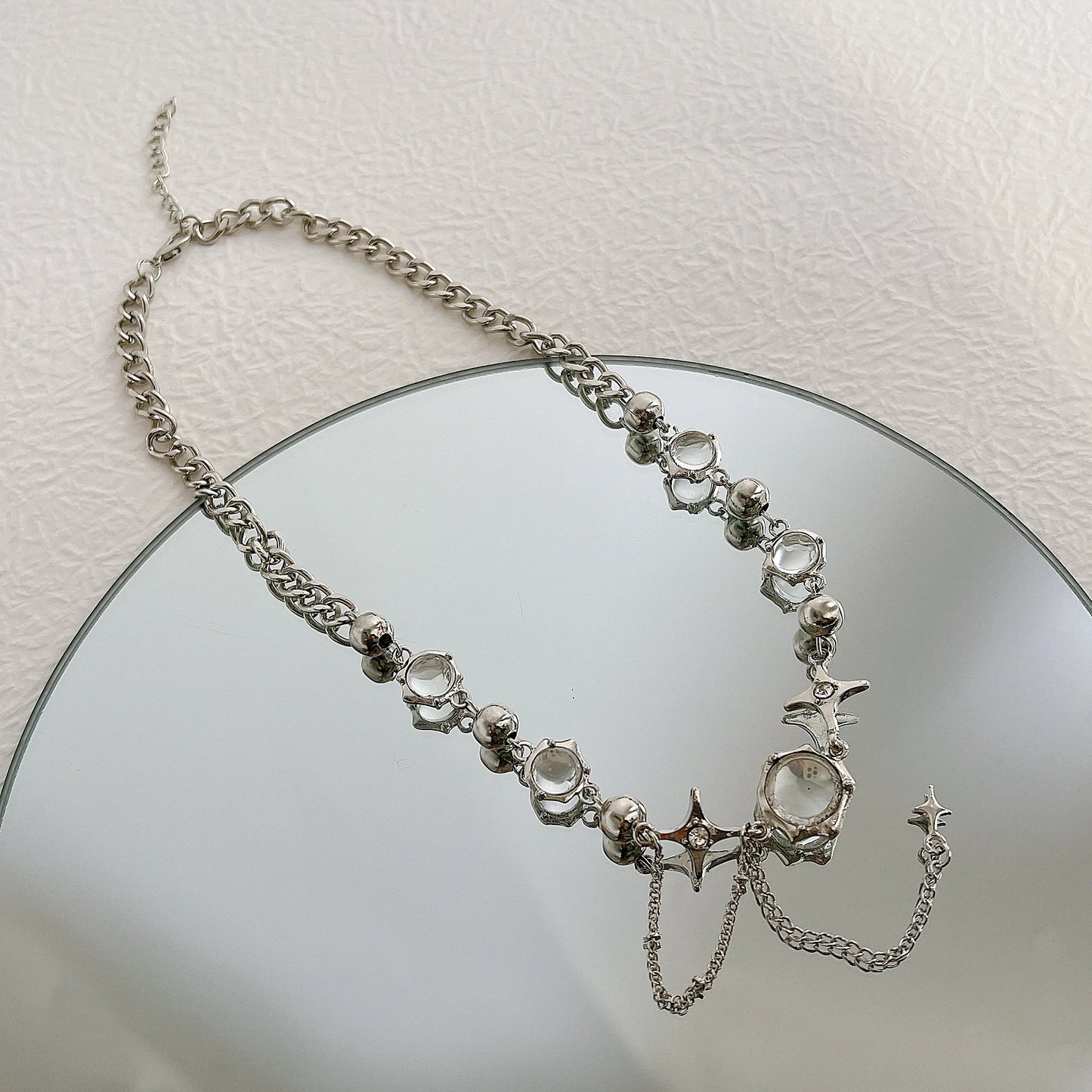 Y2K Crystal Pendant Necklaces New Fashion Silver Color Drop Necklace for Women Girls Light Luxury Clavicle Chain Jewelry 17KM