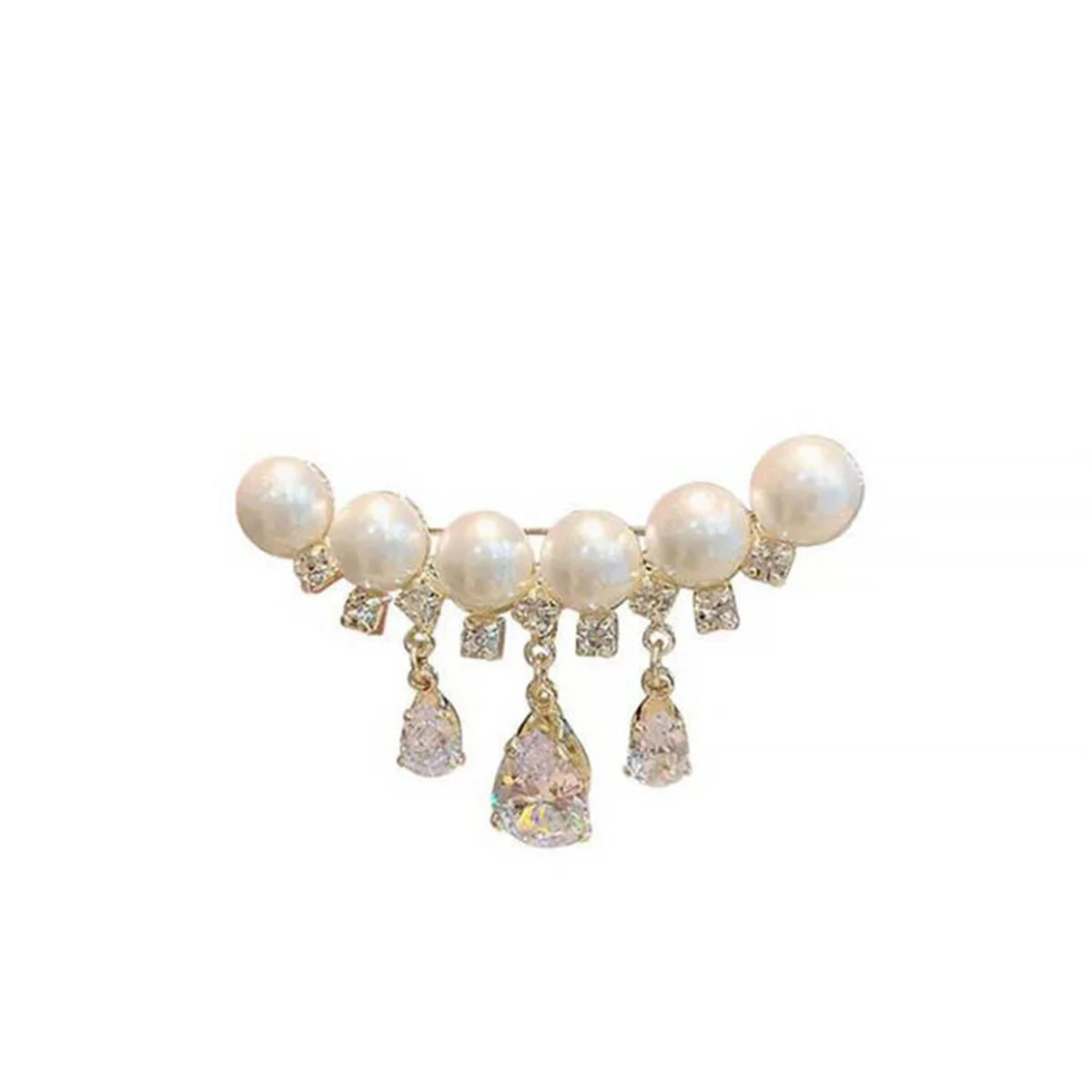 Rinhoo Fashion Imitation Pearl Zircon Tassel Safety Pins For Women Simple Snowflake Flower Brooch Bouquet Clothes Badges Jewelry