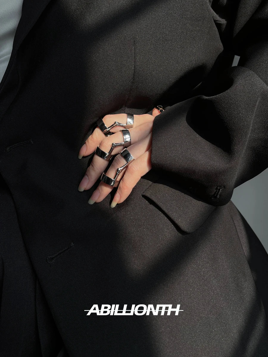 Punk Y2K Simple Vintage Geometric Bendable Metal Two Tone Ring Women Girls Party Jewelry Gift