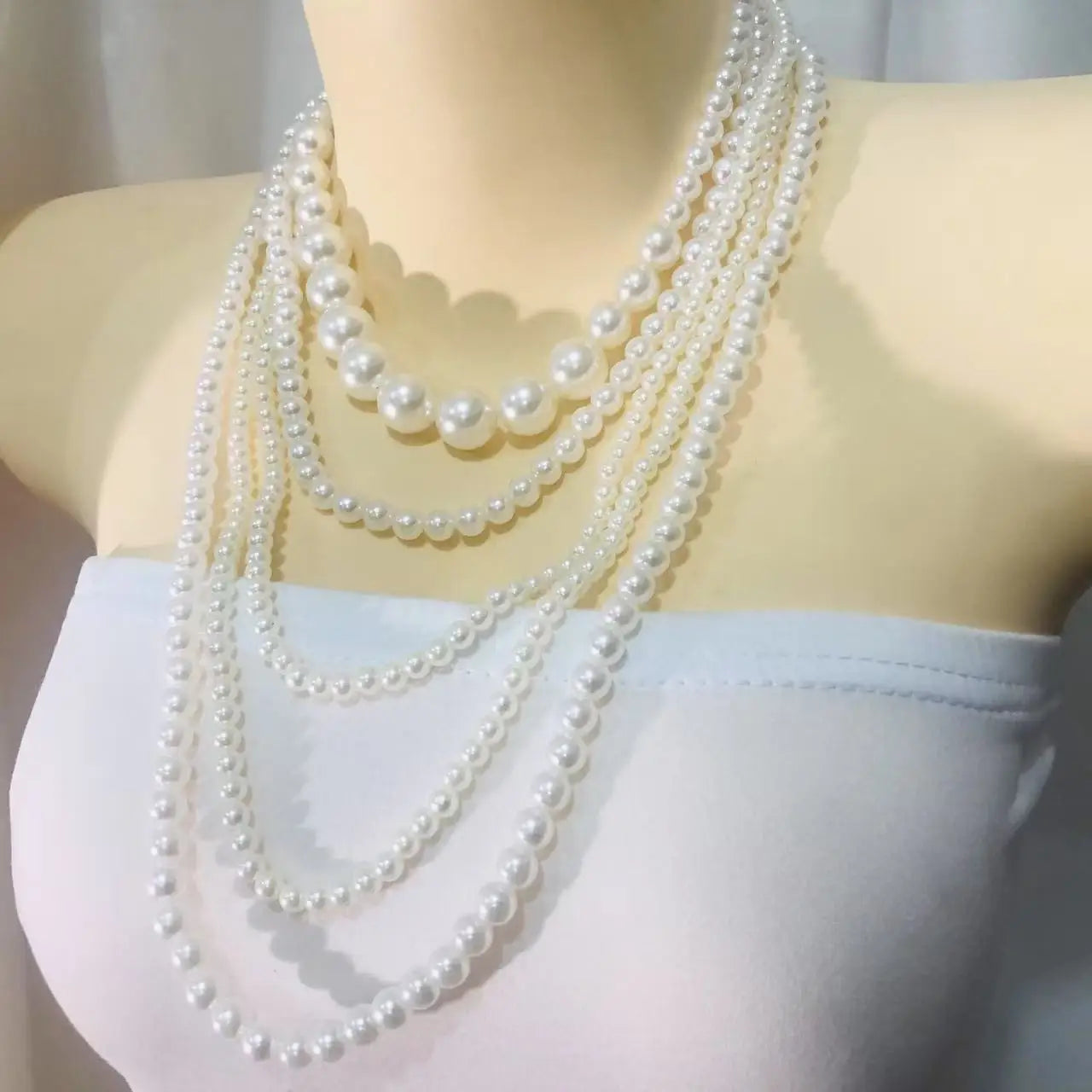 Multilayered Imitation Pearl Necklace for Woman Luxury Jewelry High Quality Fashion Woman Necklaces