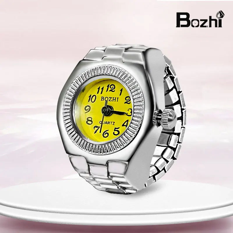 Y2K Punk Quartz Watch Rings for Couple Women Man Hip Hop Mini Elastic Stretchy Watch Finger Ring Retro Fashion Jewelry Gift