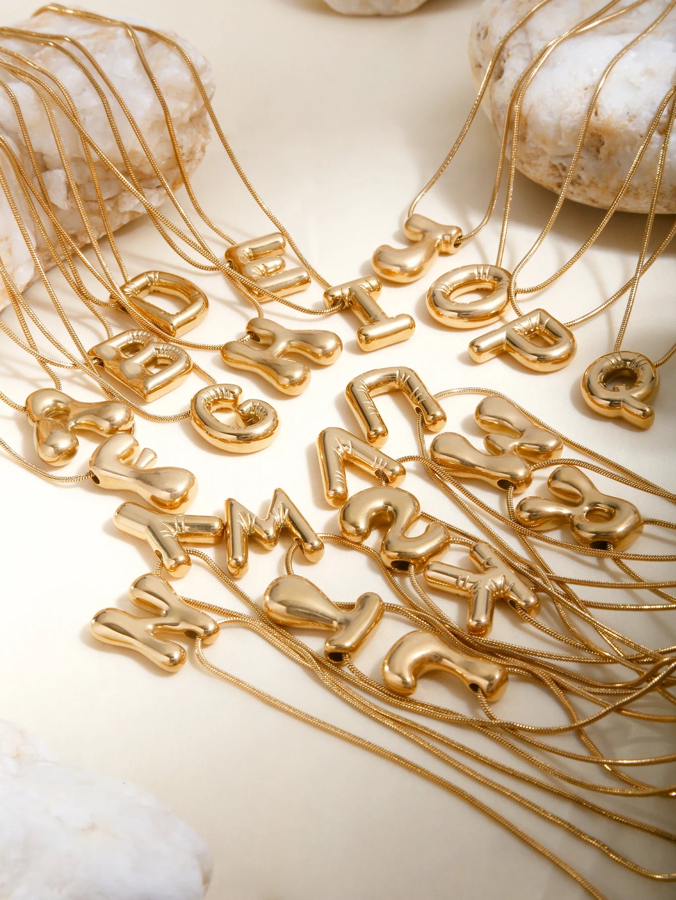 Korean Fashion Personality Cute Y2K Stainless Steel Plated 18K Gold, Q Version Of The Letter Pendant Necklace For Men And Women