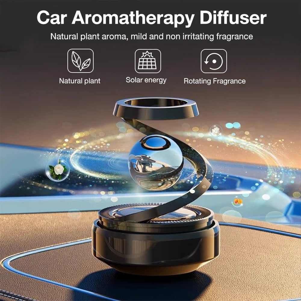 Solar Car Air Freshener Aromatherapy Diffuser Automatic Rotation Fragrance Perfume Remove Odor Interior Accessories
