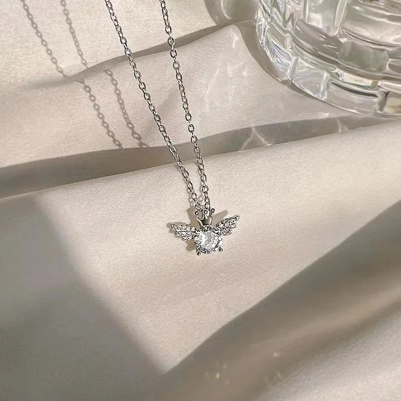 Y2K Shiny Star Necklace for Women Girls Silver Color Crystal Pendant Clavicle Chain Necklace Set Fashion New Trendy Party