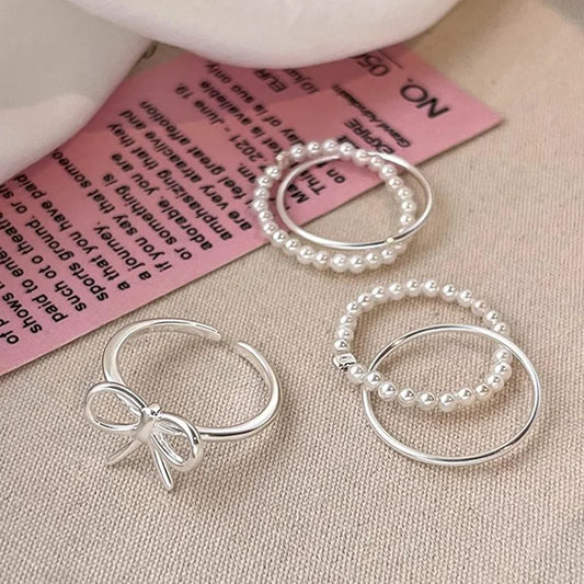 Y2K Sweet Bow Knot Zircon Ring Women Handmade Irregular Design Rings Girls Bow Openning Finger Ring Fashion Jewelry Friend Gifts