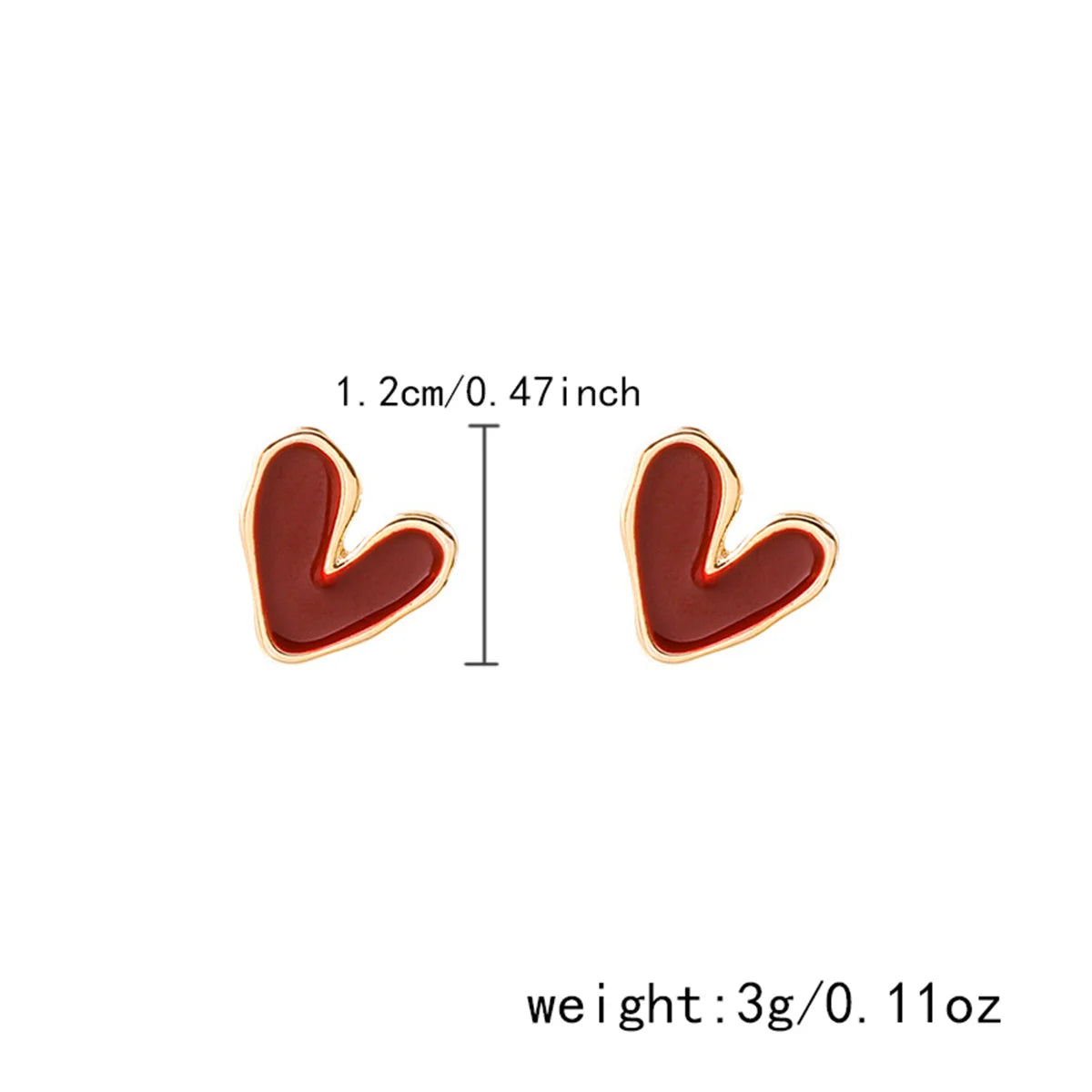 Vintage Trendy Red Enamel Geometric Round Heart Stud Earrings For Women Light Luxury Imitation Pearl Square Oval Earring Jewelry