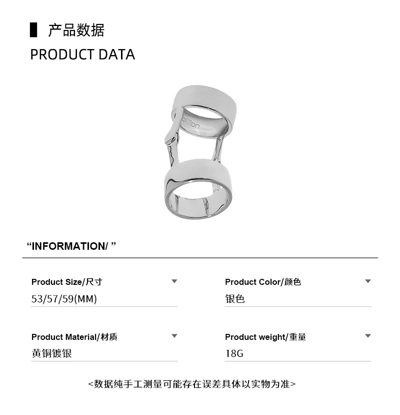 Punk Y2K Simple Vintage Geometric Bendable Metal Two Tone Ring Women Girls Party Jewelry Gift