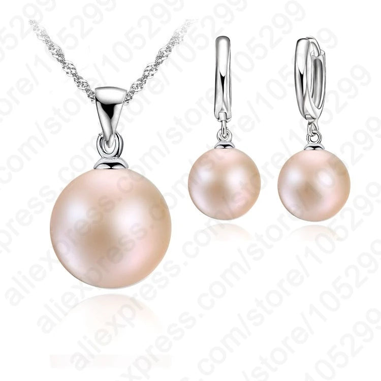 Genuine 925 Sterling Silver Bridal Jewelry Sets Pearl Fashion Jewelry Women Girls Engagement Anniversary Fine Gift Wholesale