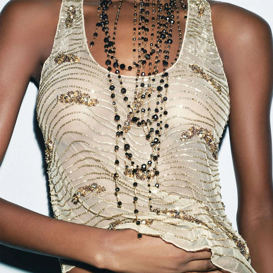 European and American Fashion Simple Collarbone Necklace For Women Multi Layer Chain Trendy Long Tassel Choker Jewelry Accessory