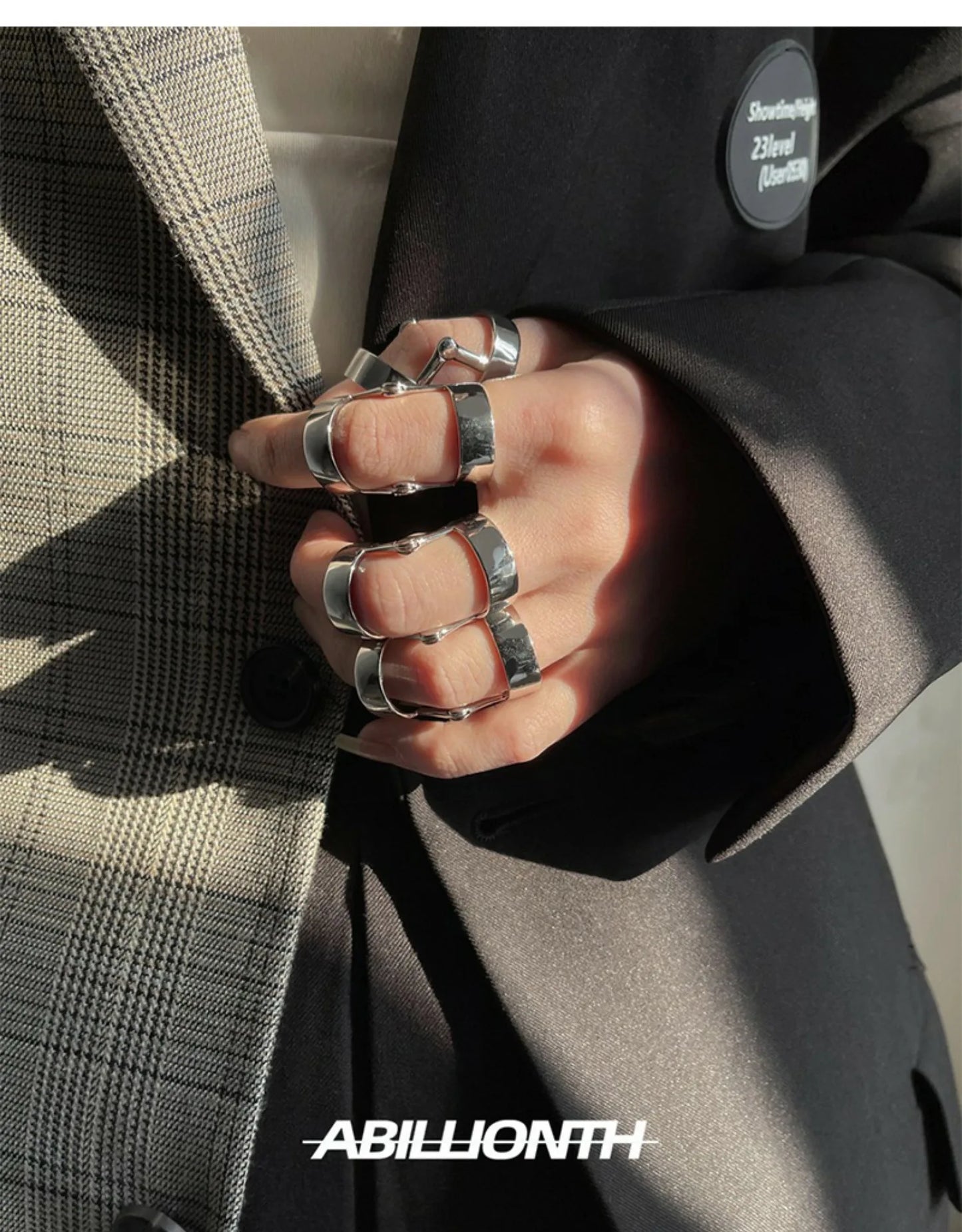 Punk Y2K Simple Vintage Geometric Bendable Metal Two Tone Ring Women Girls Party Jewelry Gift