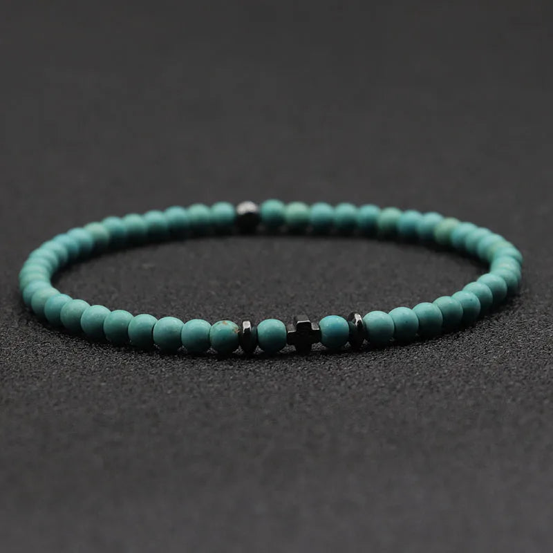 4mm Natural Stone Bracelet Men Hematite Cross Braclet Rice Bead Braslet Homme Boyfriend Gift Bracciale Uomo Joias Yoga Jewelry