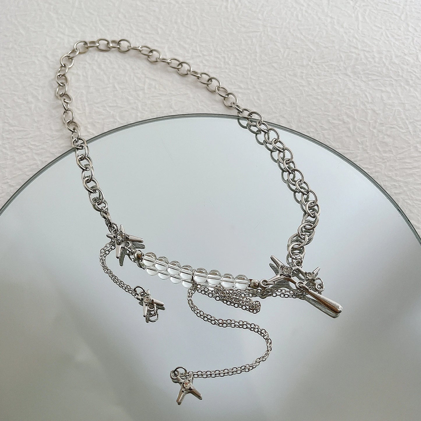 Y2K Crystal Pendant Necklaces New Fashion Silver Color Drop Necklace for Women Girls Light Luxury Clavicle Chain Jewelry 17KM