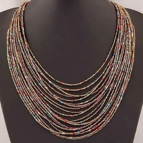Statement Necklace for Women Collier Femme 2022 Fashion Boho Beads Multi-layer Choker Necklaces & Pendants Bijoux Collares