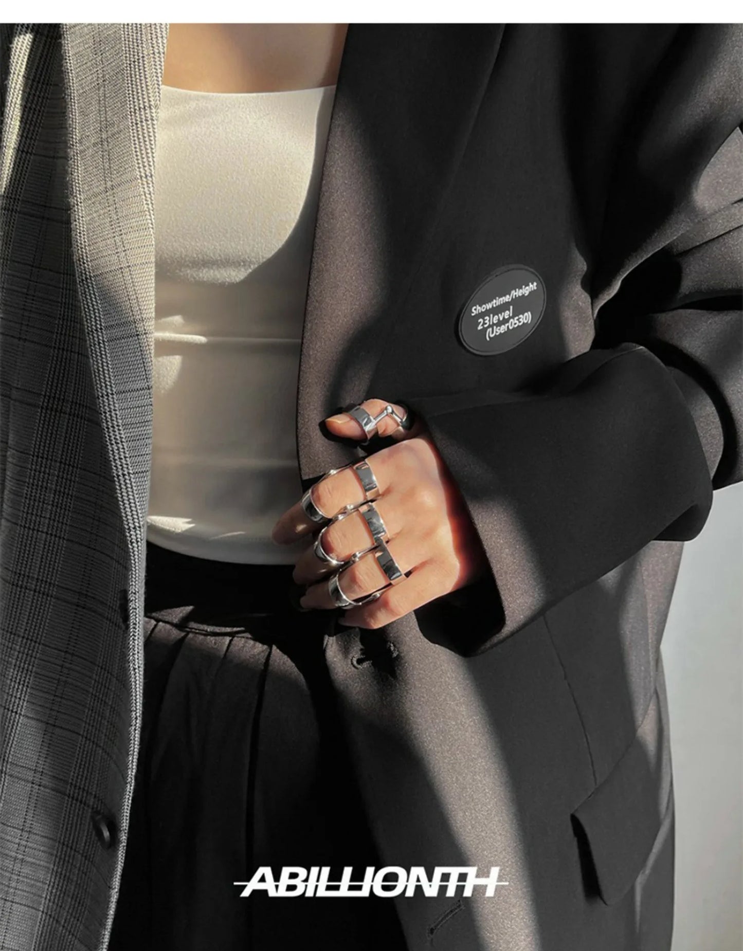 Punk Y2K Simple Vintage Geometric Bendable Metal Two Tone Ring Women Girls Party Jewelry Gift