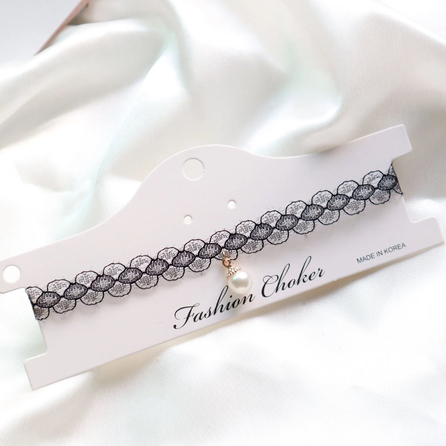 Fashion Choker Necklace For Women Sexy Black White Lace Stretch Strip Pendant Short Clavicle Gothic Necklace Aesthetic Jewelry