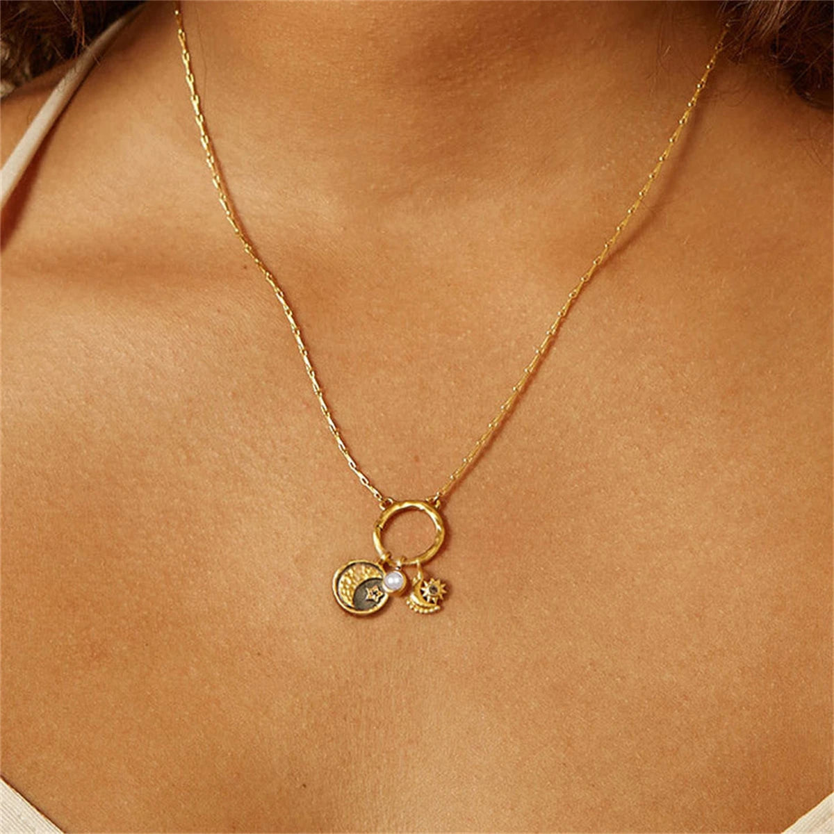 Classic element DIY pendant necklace, Sun Devil's Eye, Moon Twelfth Birthday stone necklace, gold-plated and color preserving