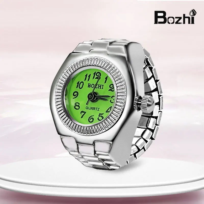 Y2K Punk Quartz Watch Rings for Couple Women Man Hip Hop Mini Elastic Stretchy Watch Finger Ring Retro Fashion Jewelry Gift