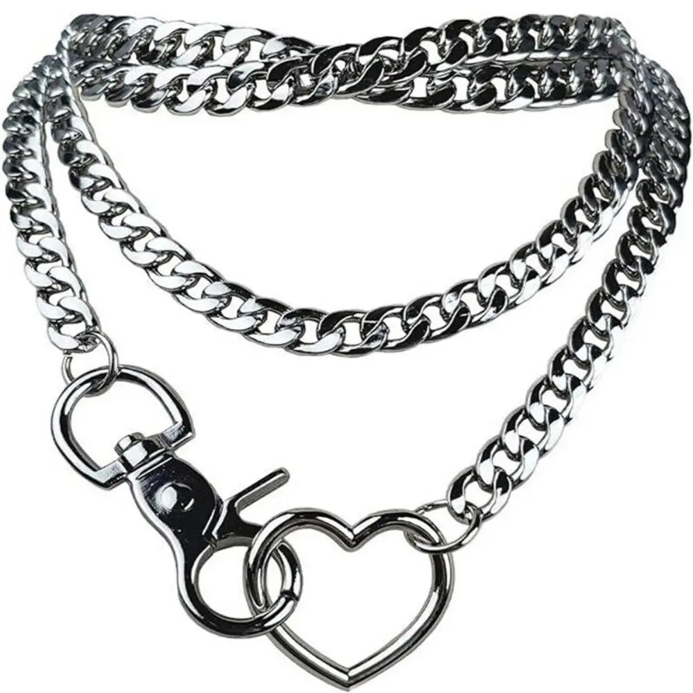 Heart Y-Necklace Link Chain Necklace No Fading Durable Choker with Tail Necklace Scratch Resistant Adjustable