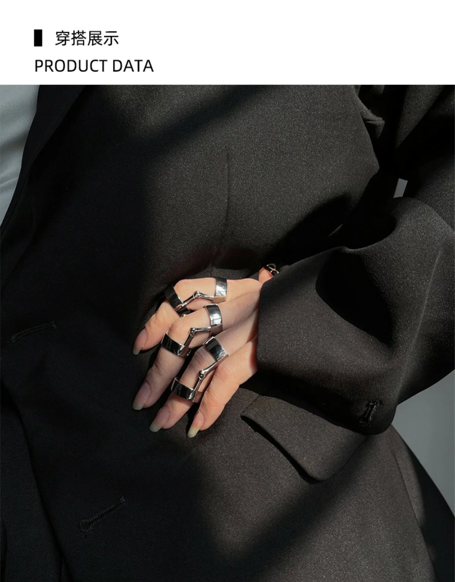 Punk Y2K Simple Vintage Geometric Bendable Metal Two Tone Ring Women Girls Party Jewelry Gift