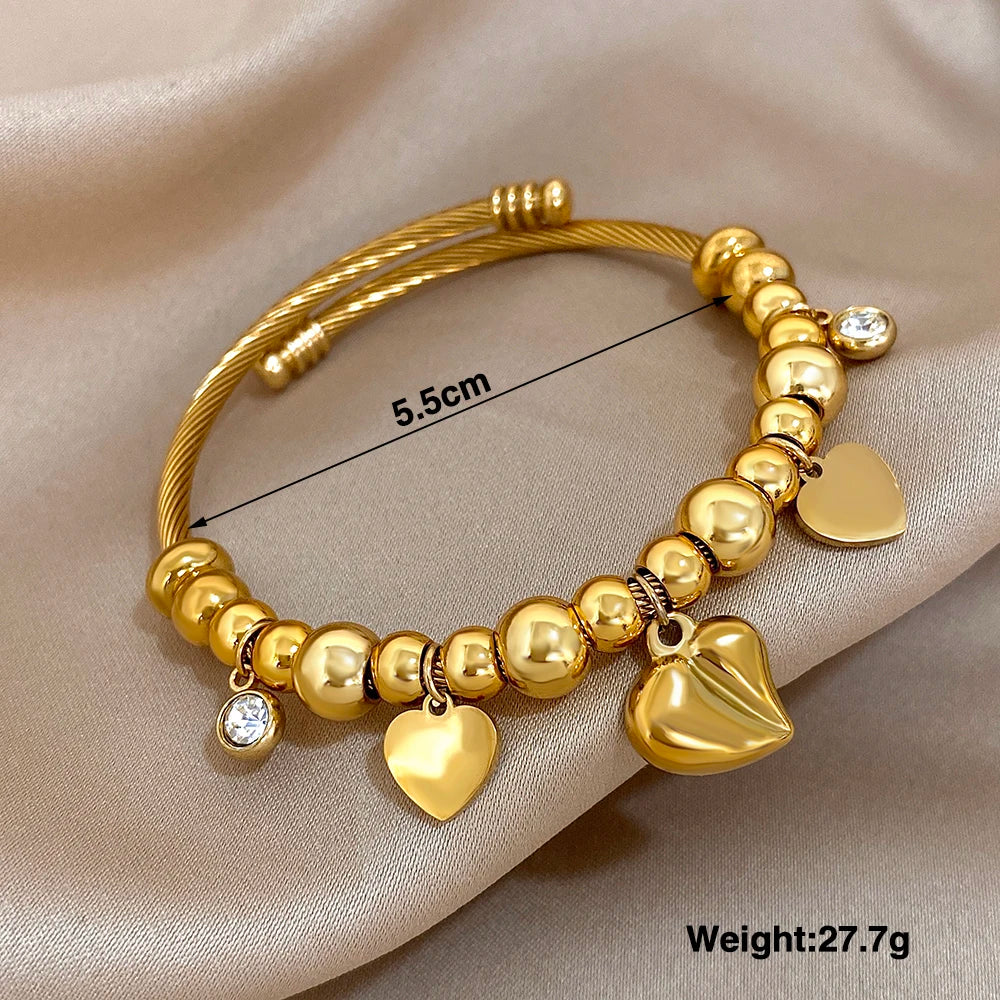 Greatera Gold Color Conch Shell Charm Stainless Steel Adjustable Bracelets Bangles for Women Ocean Animal Bracelet Beach Jewelry