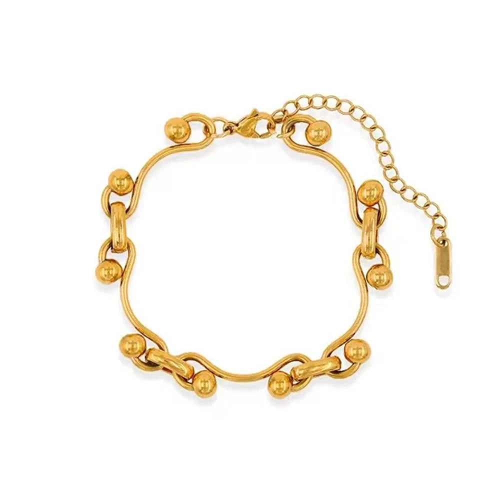 Y2K Stainless Steel Wave Ball Chain Necklace for Women Men Punk Grunge Fashion Handmade Jewelry