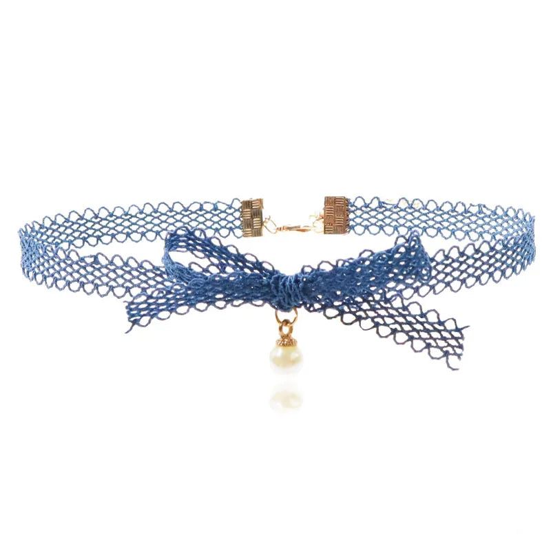 Necklace for Women Short Clavicle Lace Sexy Hearts Pearl Leaf Bow Butterfly Star Choker Lady Party Jewelry Girl Gift