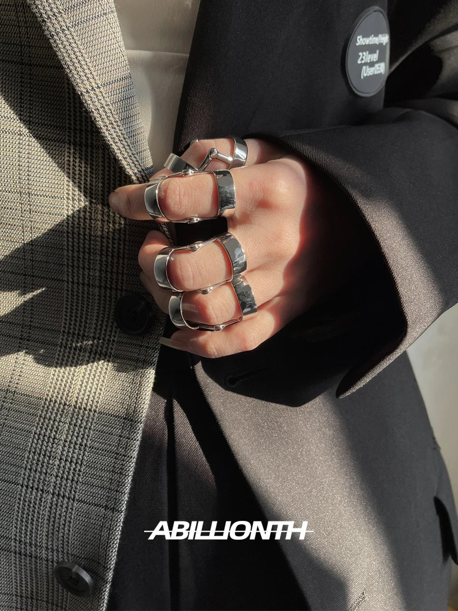 Punk Y2K Simple Vintage Geometric Bendable Metal Two Tone Ring Women Girls Party Jewelry Gift