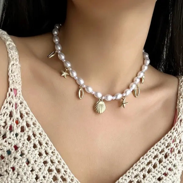 Minimalist Imitation Pearl Long Tassel Necklace For Women Ladies Elegant White Pearl Choker Clavicle Chain Wedding Party Jewelry