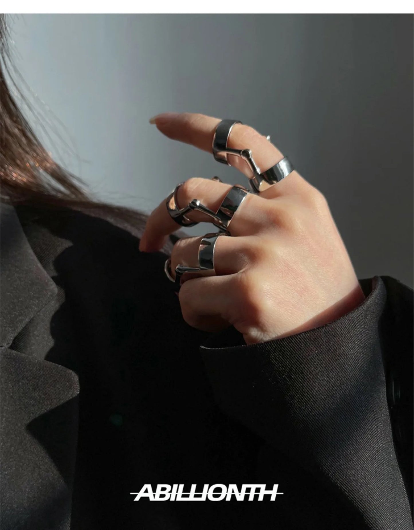 Punk Y2K Simple Vintage Geometric Bendable Metal Two Tone Ring Women Girls Party Jewelry Gift