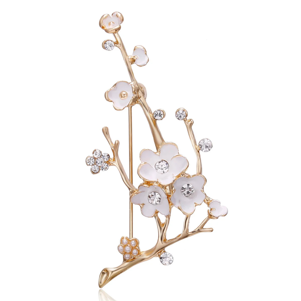 Rinhoo Fashion Imitation Pearl Zircon Tassel Safety Pins For Women Simple Snowflake Flower Brooch Bouquet Clothes Badges Jewelry