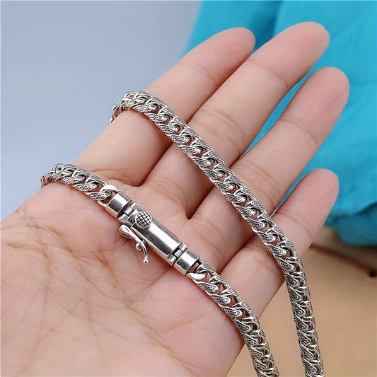 1pc Stylish Vintage Hip Hop 925 Sterling Silver Necklace for Men - Daily Fashion Accessory, Perfect for Romantic Gifts, Unforgettable Present for Boyfriends, Girlfriends, Family & Friends on Birthdays and Holidays