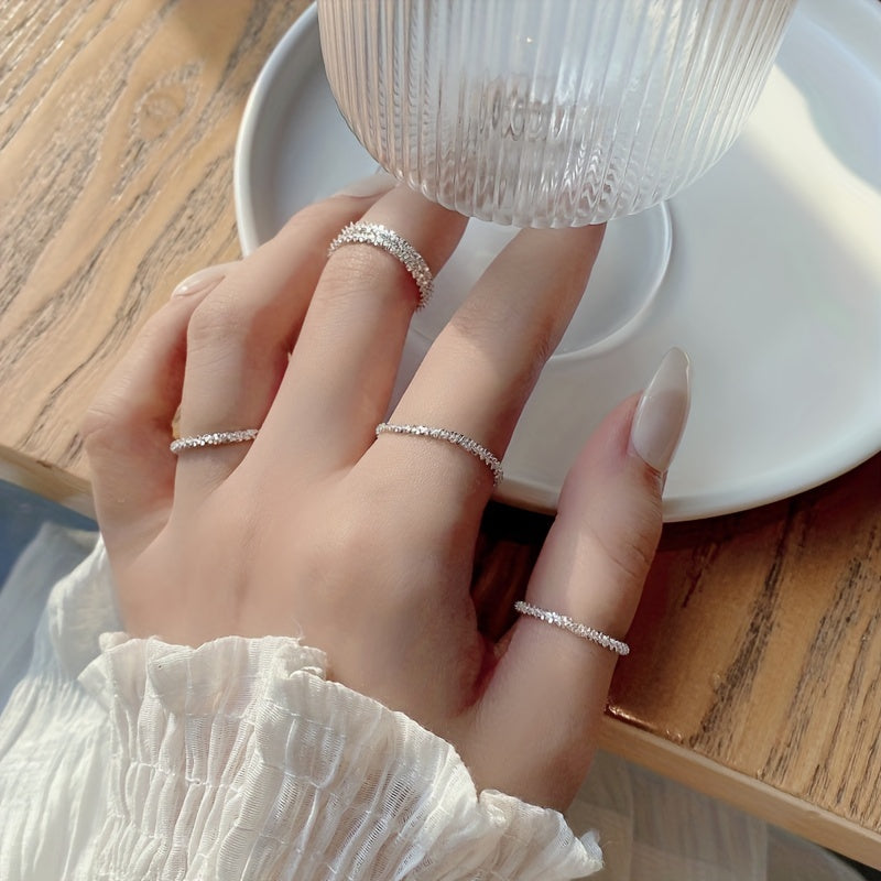 925 Sterling Silver Narrow Ring 18k Gold Plated Special Cutting Design Reflecting Sparkling Lights Match Daily Outfits Perfect Decor For Party (0.48g)